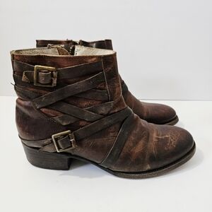 Free Bird Sammi Boots Size 9 Brown Leather Boho Ankle Boots Buckle Detail